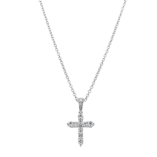 18ct White Gold Diamond Cross Pendant