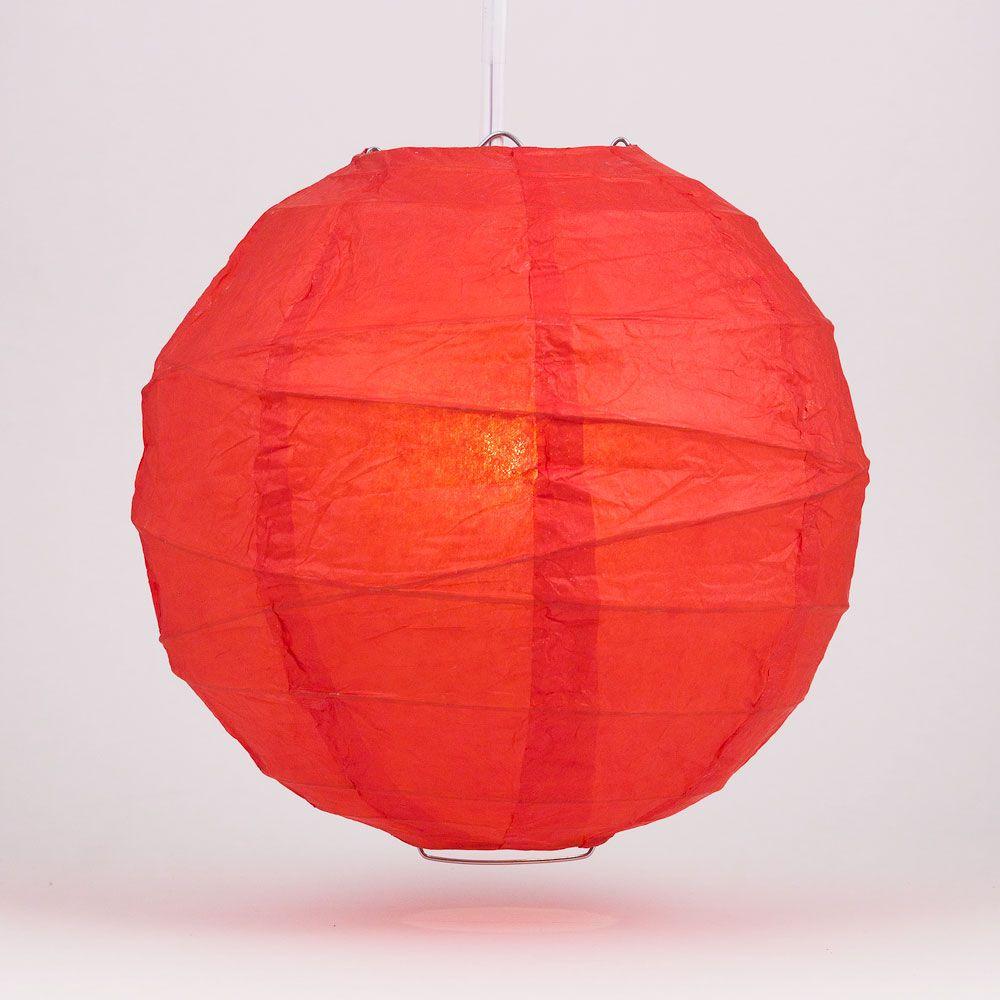 10" Red Round Paper Lantern, Crisscross Ribbing, Chinese Hanging Wedding & Party Decoration